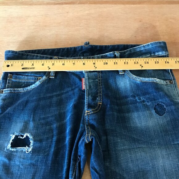 Dsquared2 Jeans Men 48 W32 Blue Low Rise Button Fly Distressed Selvedge Grunge - Picture 9 of 14
